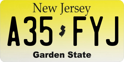 NJ license plate A35FYJ