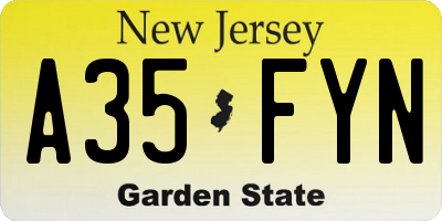 NJ license plate A35FYN