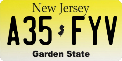 NJ license plate A35FYV