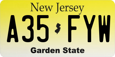 NJ license plate A35FYW