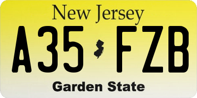 NJ license plate A35FZB