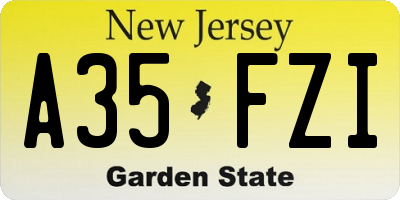 NJ license plate A35FZI