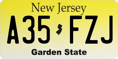 NJ license plate A35FZJ
