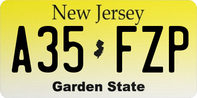 NJ license plate A35FZP