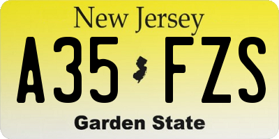 NJ license plate A35FZS
