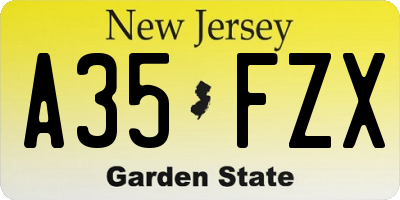NJ license plate A35FZX