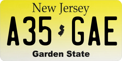 NJ license plate A35GAE