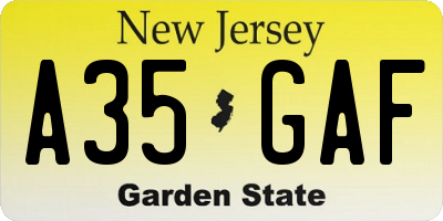NJ license plate A35GAF