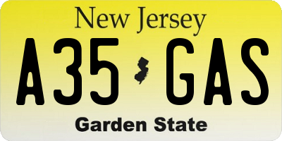 NJ license plate A35GAS