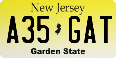 NJ license plate A35GAT