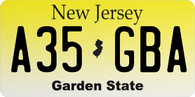 NJ license plate A35GBA