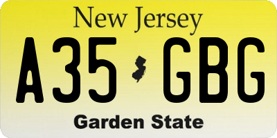 NJ license plate A35GBG