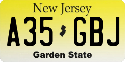 NJ license plate A35GBJ