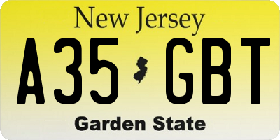 NJ license plate A35GBT
