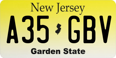 NJ license plate A35GBV