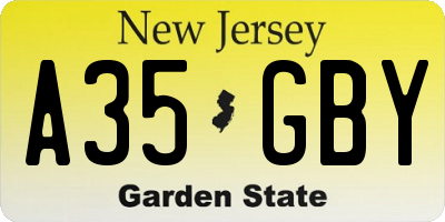 NJ license plate A35GBY