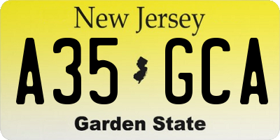 NJ license plate A35GCA
