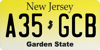 NJ license plate A35GCB