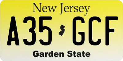 NJ license plate A35GCF