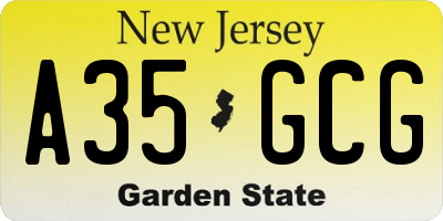 NJ license plate A35GCG