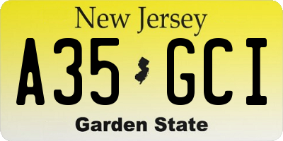 NJ license plate A35GCI