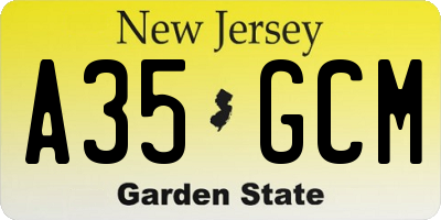 NJ license plate A35GCM