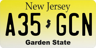 NJ license plate A35GCN