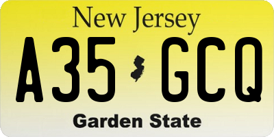 NJ license plate A35GCQ