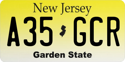 NJ license plate A35GCR