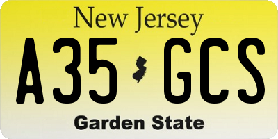 NJ license plate A35GCS