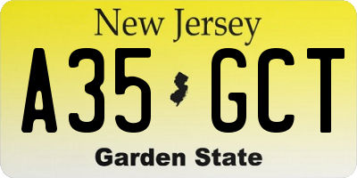 NJ license plate A35GCT