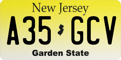NJ license plate A35GCV