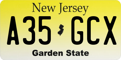 NJ license plate A35GCX