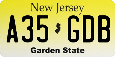 NJ license plate A35GDB