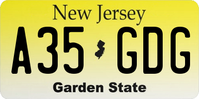 NJ license plate A35GDG