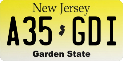 NJ license plate A35GDI