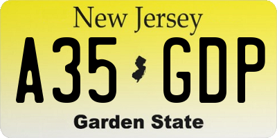 NJ license plate A35GDP