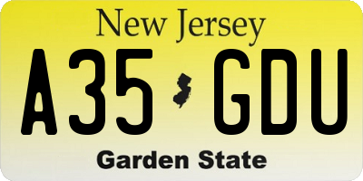 NJ license plate A35GDU