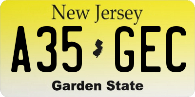 NJ license plate A35GEC