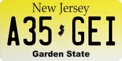 NJ license plate A35GEI