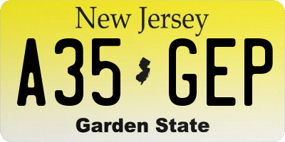 NJ license plate A35GEP