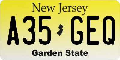 NJ license plate A35GEQ