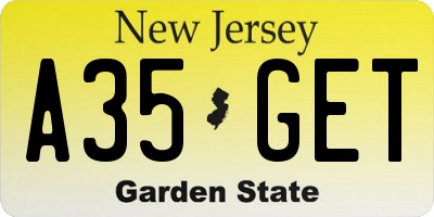 NJ license plate A35GET