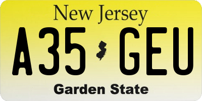 NJ license plate A35GEU