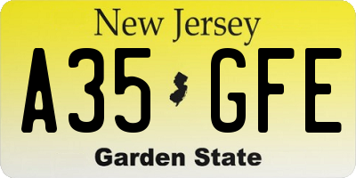 NJ license plate A35GFE