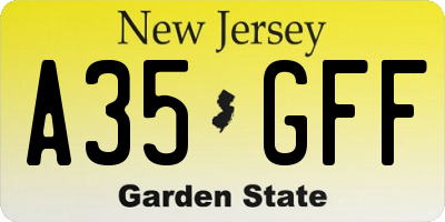 NJ license plate A35GFF