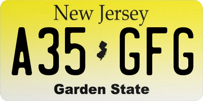 NJ license plate A35GFG