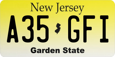 NJ license plate A35GFI