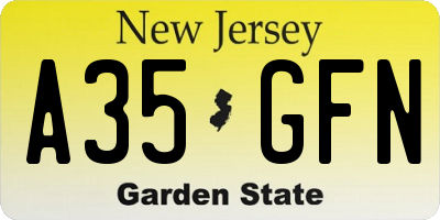 NJ license plate A35GFN