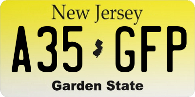 NJ license plate A35GFP